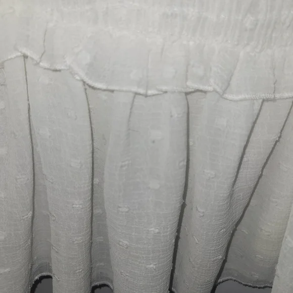 Zara White Smocked Peplum Blouse Small Boho Ruffle Sheer Top Feminine Romantic - Picture 4 of 8